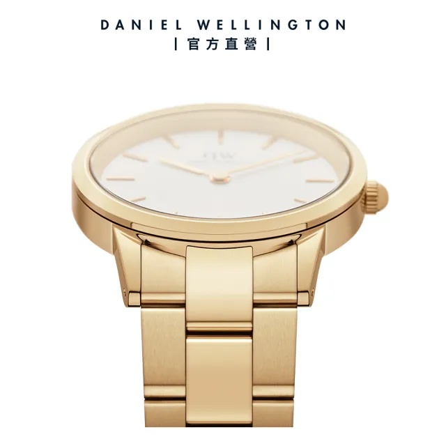 【Daniel Wellington】DW 手錶  Iconic Link 28mm/32mm精鋼錶 香檳金-白錶盤(DW00100567)