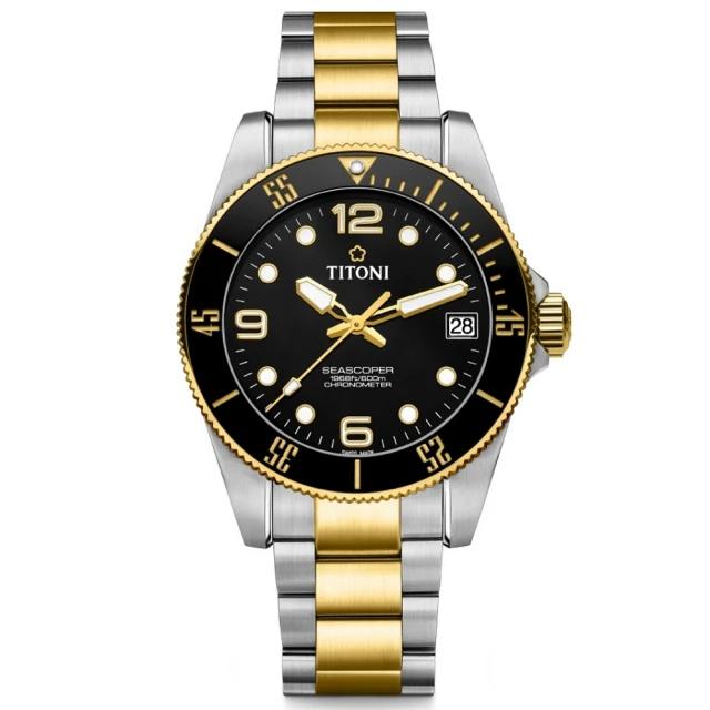 【TITONI 梅花錶】海洋探索 SEASCOPER 600 陶瓷錶圈 COSC認證 潛水機械腕錶 母親節 禮物(83600SY-BK-256)