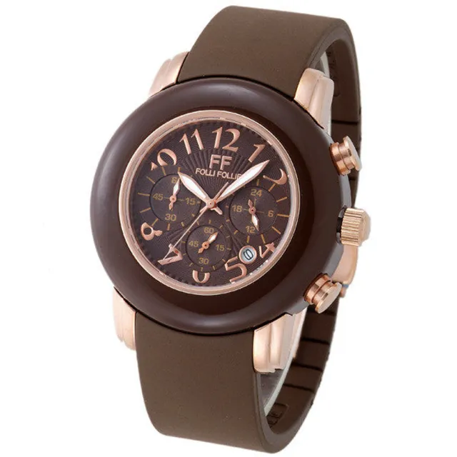 【Folli Follie】絕對時尚腕錶-咖啡色(WF8R028ZEB-BR)