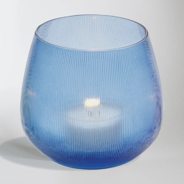 【PHILIPPI】絲紋玻璃燭台 湛藍(蠟燭臺 燭座)