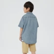 【GAP】男童裝 純棉翻領短袖牛仔襯衫-淺藍色(876440)