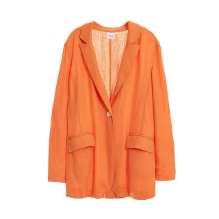 【iROO】橘色棉麻經典西裝外套