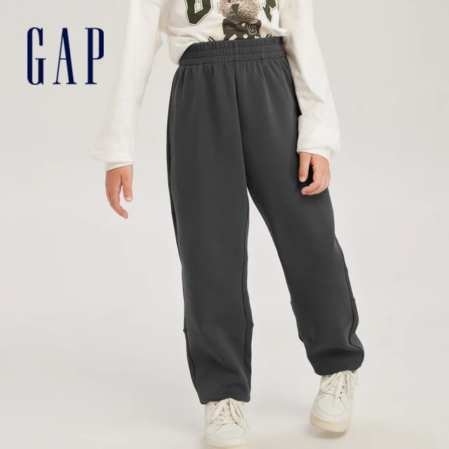 GAP 男童 Logo鬆緊褲 空氣三明治系列-黑灰色(797354)