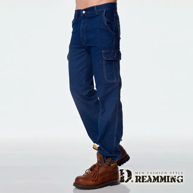 【Dreamming】美式伸縮多口袋直筒牛仔工作褲(共二色)