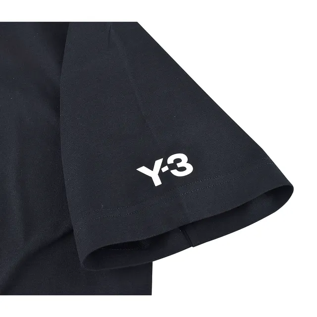 【Y-3 山本耀司】Y-3 20週年紀念款白字LOGO條紋純棉短袖T恤(平輸品/男款/黑)