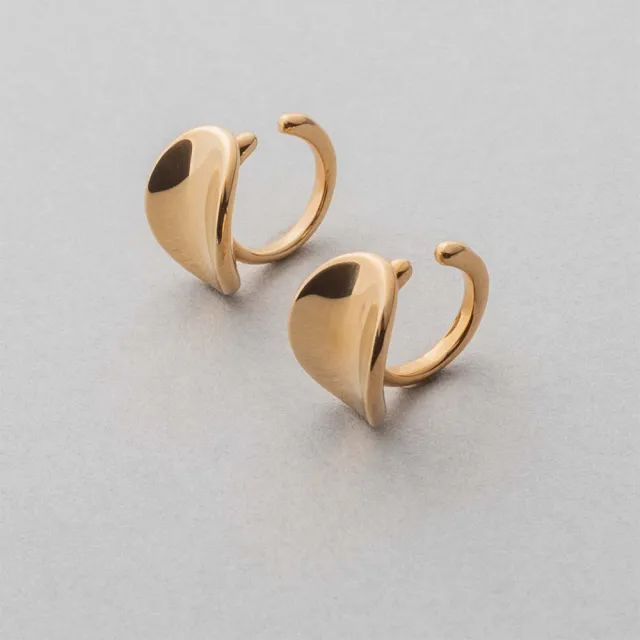 【ete】簡約金色水滴C型夾式耳環(金色)
