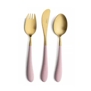 【Cutipol】粉紅金霧面不銹鋼餐具三件組 刀叉匙(Alice系列)