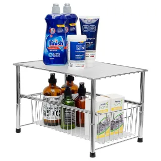 【CAXXA】鐵線可重疊置物籃(水槽下收納架/廚房置物架/抽屜式置物架)