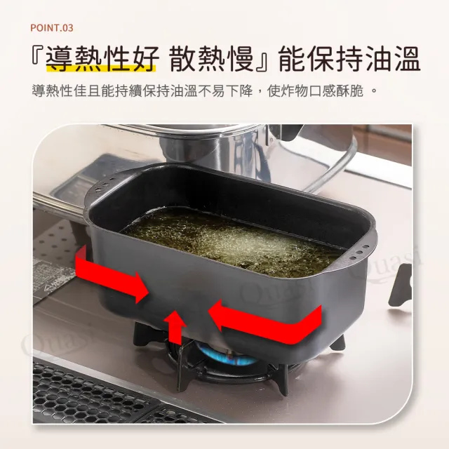日本製方型油炸鍋(附濾油網盤)