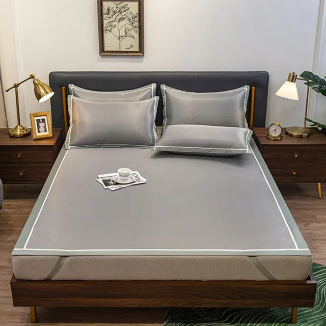 【EZlife】輕奢碳光涼感冰絲涼蓆-120x200cm(附枕頭套x1)