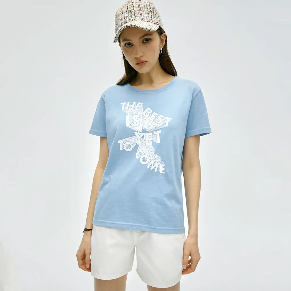 【BRAPPERS】女款 漸層字母圓領T恤(水藍)