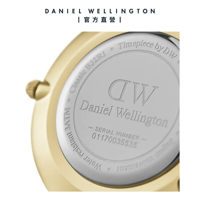 【Daniel Wellington】DW 手錶  Petite Sheffield 32mm爵士黑真皮皮革錶-香檳金框(DW00100547)