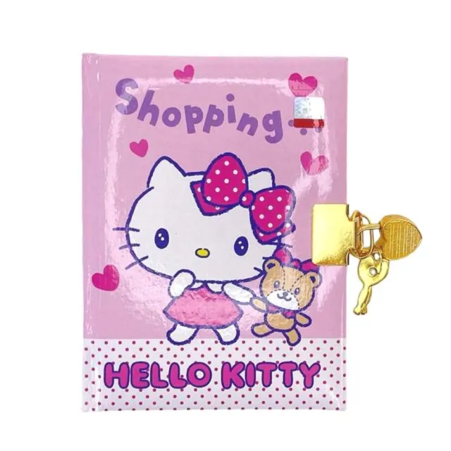 【小禮堂】Hello Kitty 硬殼筆記本附鎖 《粉盒裝款》(平輸品)