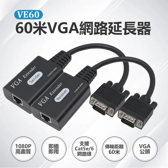 【IS】VE60 60米VGA網路延長器(一組兩入)