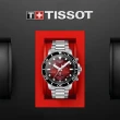 【TISSOT 天梭 官方授權】Seastar 1000海星300米潛水三眼計時錶-45.5mm/紅黑 母親節 禮物(T1204171142100)