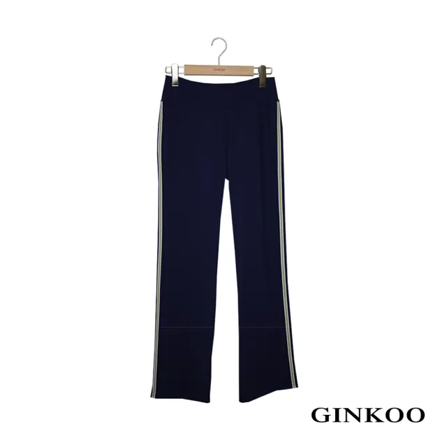 【GINKOO 俊克】微寬鬆白線運動褲