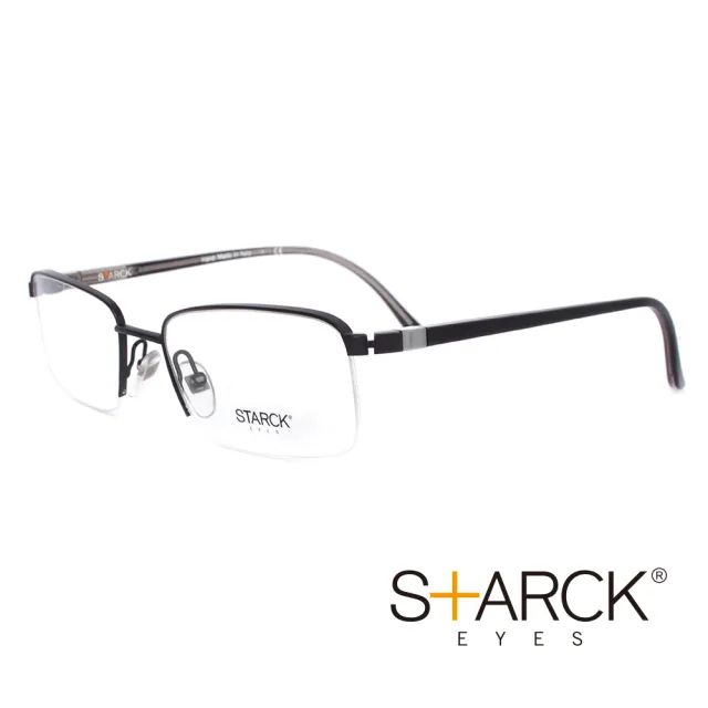 【STARCK】法國極簡主義設計巨擘 俐落都會洗練風格平光眼鏡(黑色  SH2018-0001)