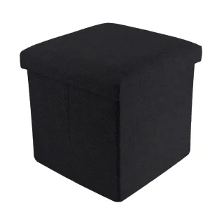 【UdiLife】品田日居/麻布收納椅凳/方形-黑色-1組入(收納箱)