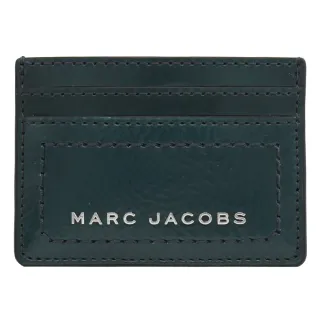 【MARC JACOBS 馬克賈伯】簡約金屬LOGO漆皮拼接信用卡名片夾隨身夾(深綠)