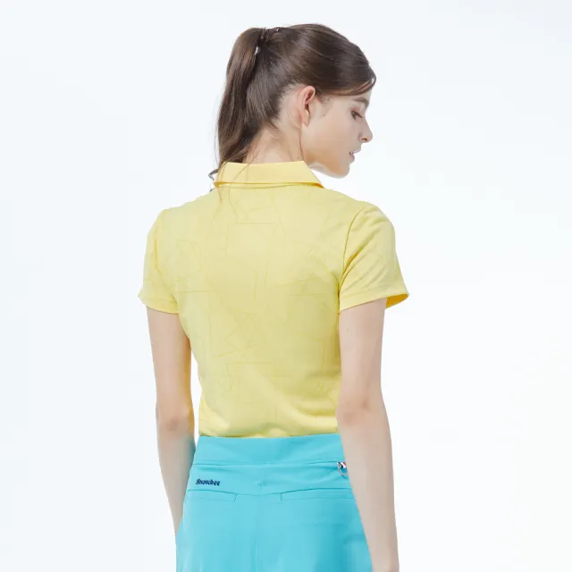 【Snowbee 司諾比】女士線形紋緹花短袖Polo衫(女款高爾夫球衫 球衣 跑步 登山 運動衫 網球 騎馬 吸濕排汗)