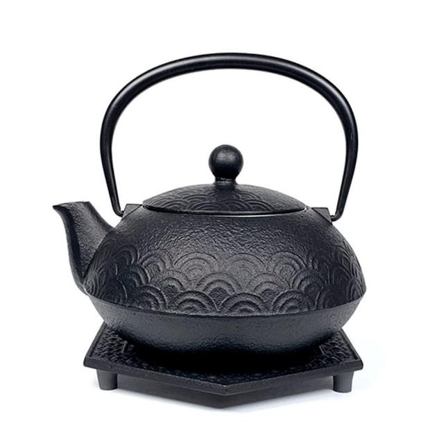 【福介商店】南部鐵器 日本鑄鐵壺 IWACHU 岩鑄 青海波 5型鐵壺兼用急須組 泡茶壺 茶具組