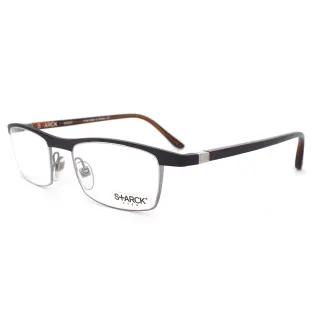 【STARCK】法國極簡主義設計巨擘 法式都會風格平光眼鏡(極致黑/咖橘 SH2002-M0J4)