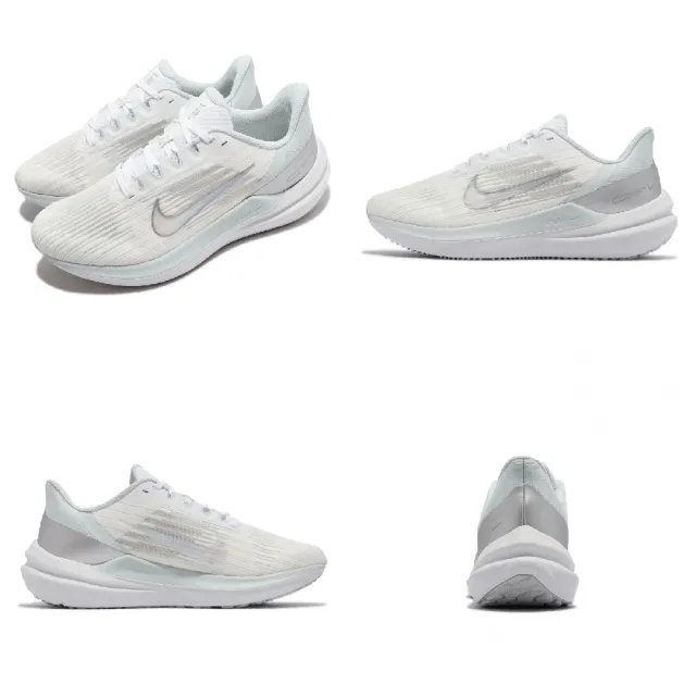 【NIKE 耐吉】慢跑鞋 Wmns Air Winflo 9 女鞋 白 銀 氣墊 回彈 路跑 運動鞋(DD8686-100)