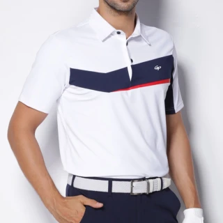 【GoPlayer】男高爾夫短袖上衣-白體黑紅(高爾夫球衫 polo衫 運動衫)