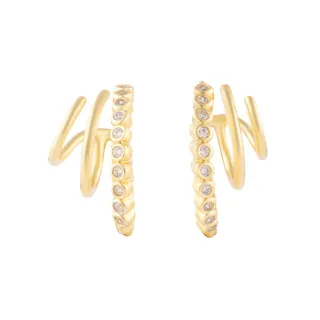【Wanderlust+Co】三圈式鋯石金耳環