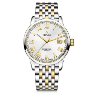 【TITONI 梅花錶】天星系列 簡約羅馬機械腕錶 / 40mm 母親節 禮物(83538SY-561)