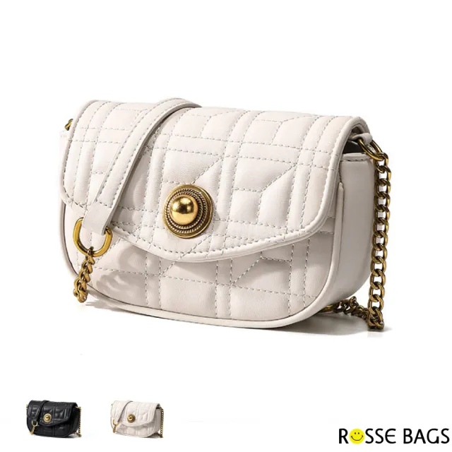 【Rosse Bags】經典質感鍊條百搭斜肩包(現+預  黑色／白色)