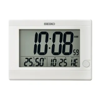 【SEIKO 精工】溫溼度顯示 座掛兩用電子鐘 時鐘 畢業禮物 送禮(QHL089W)
