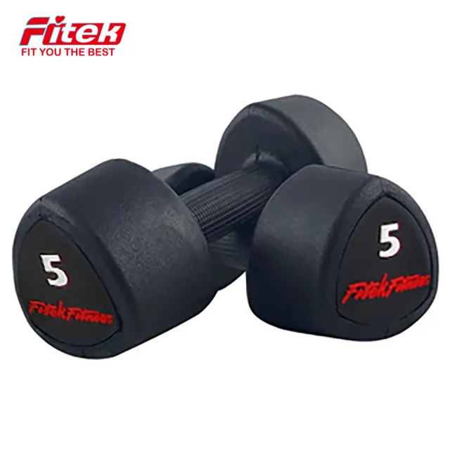 【Fitek】5KG 三角啞鈴*1對 可摔包膠啞鈴(5公斤 橡膠啞鈴/健身房專業啞鈴)