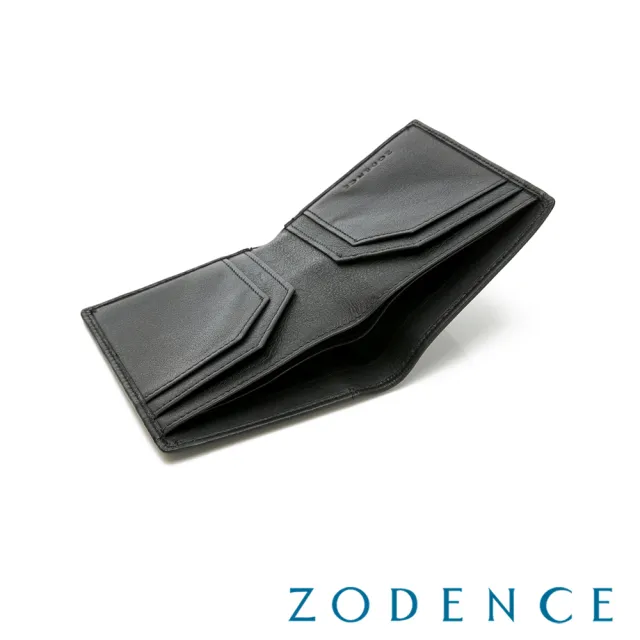 【ZODENCE 佐登司】SLEEK進口牛皮直式簡式短夾(黑)