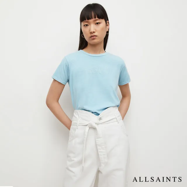 【ALLSAINTS】MIC 輕柔舒適純棉LOGO短袖T恤-淺藍 WM136W(常規版型)