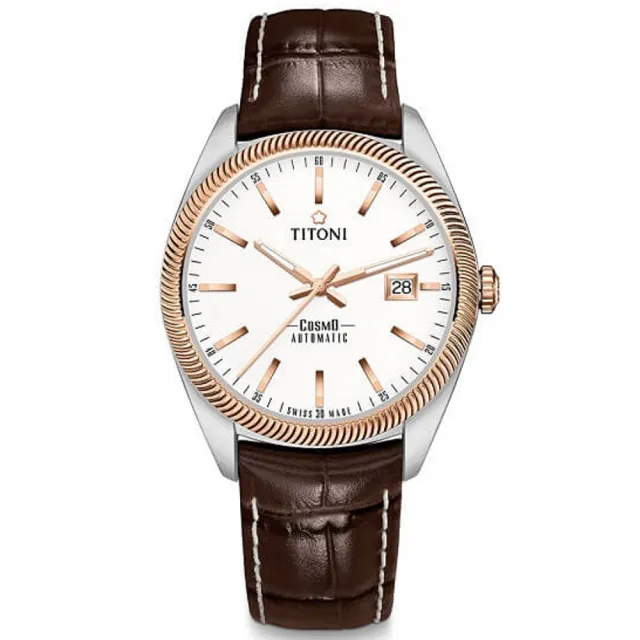 【TITONI 梅花錶】宇宙系列 錢幣紋錶圈 機械腕錶 / 41mm 禮物推薦 畢業禮物(878SRG-ST-606)
