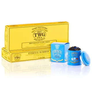 【TWG Tea】手工純棉茶包迷你茶罐組(伯爵早餐茶+盛夏緋紅+法式伯爵茶)