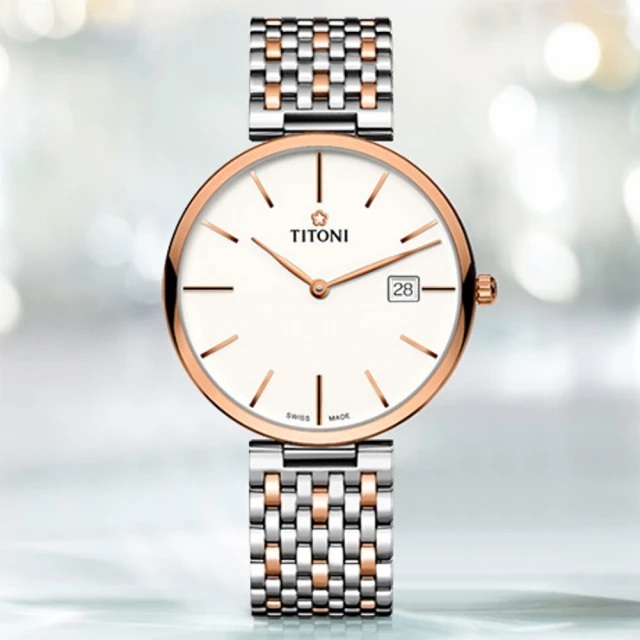 【TITONI 梅花錶】纖薄系列 輕量機械腕錶 / 39mm 禮物推薦 畢業禮物(82718SRG-606)