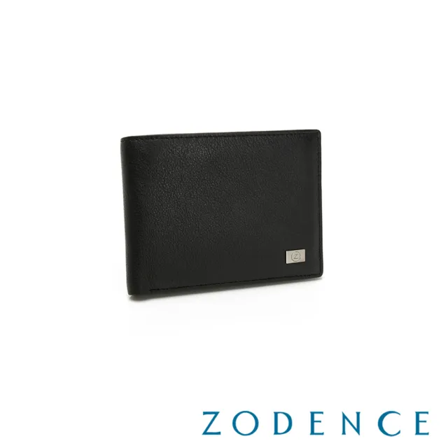 【ZODENCE 佐登司】SLEEK進口牛皮零錢袋7卡短夾(黑)