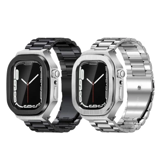 Apple Watch 40/41mm、44/45mm 不鏽鋼時尚保護殼鐵錶帶 適用於iWatch