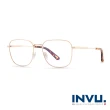 【INVU】瑞士方框光學眼鏡(B3910C-白金/琥珀)