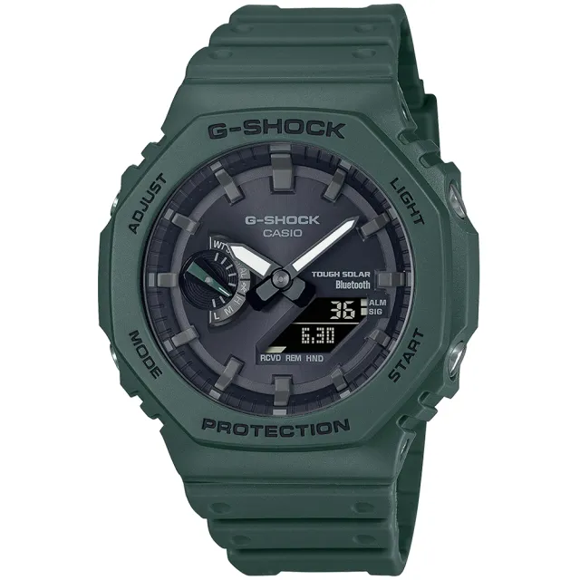 【CASIO 卡西歐】G-SHOCK 藍牙 太陽能 八角防護構造雙顯手錶 禮物 開學(GA-B2100-3A)