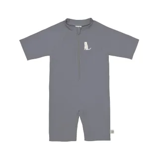 【Lassig】嬰幼兒抗UV短袖連身式泳裝-霧藍雨點(2022款式)