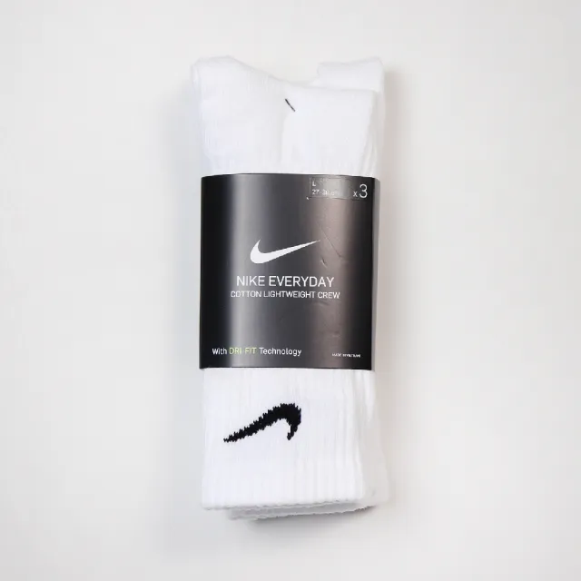 【NIKE 耐吉】Nike 襪子 Everyday Lightweight   白 長襪 三雙入(SX7676-100)