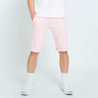 【EDWIN】男裝 基本斜袋休閒短褲(粉紅色)
