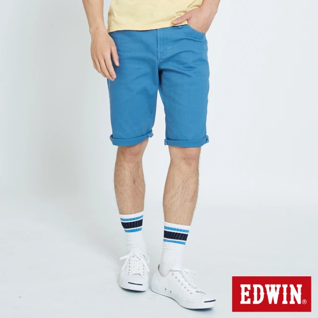 【EDWIN】男裝 503基本五袋休閒色短褲(藍色)
