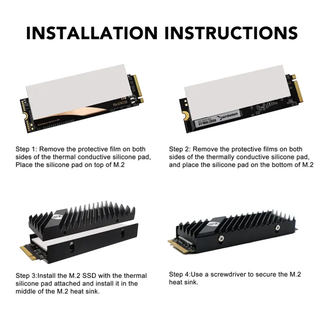 【EZDIY-FAB】M.2 2280 SSD散熱器 雙面散熱器 PS5用 高性能SSD散熱器-黑色/紅色/銀色(M.2散熱器)