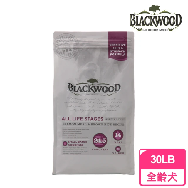 【BLACKWOOD 柏萊富】功能性全齡腸胃保健配方（鮭魚+糙米）30磅/13.6kg(狗飼料)