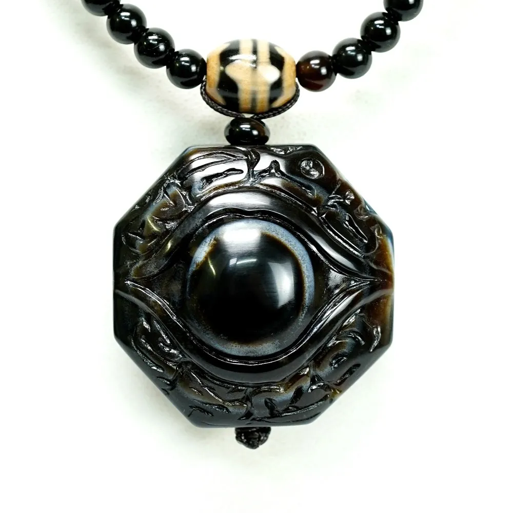 ⭕️ 台湾の上肯購入　高品質【十字六眼天珠】　本物瑪瑙石保証品80000円以上の品 世界唯一超級精品》天然西藏九眼頁岩石天珠礦【108子天眼珠佛珠/念珠