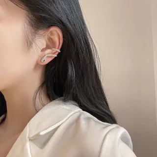 【bibi】時尚超閃鋯石蛇形耳釘女個性小眾設計感高級耳骨夾網紅氣質耳飾品